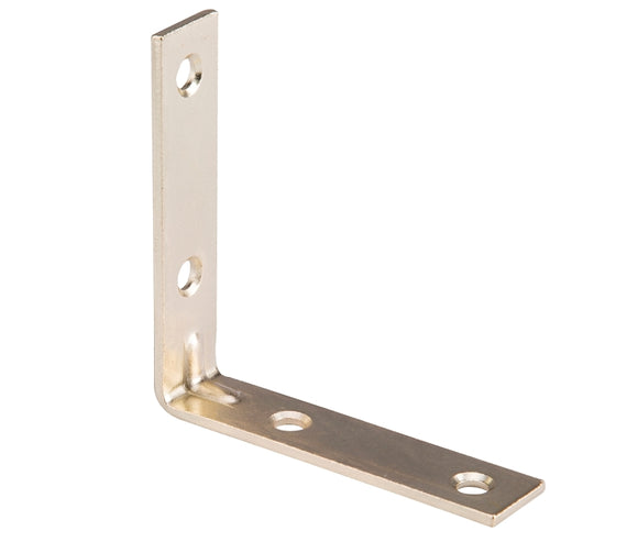 ProSource CB-S03-C4PS Corner Brace, 3 in L, 3 in W, 3/4 in H, Steel, Bright Brass, 2.6 mm Thick Material