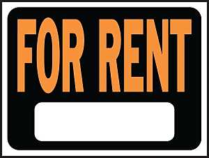 SIGN FOR RENT 9X12IN PLASTIC  