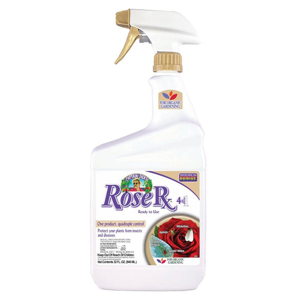 Bonide Captain Jack's Rose Rx 820 4-in-1 Ready-to-Use Insect and Disease Control, Liquid, Spray Application, 32 oz
