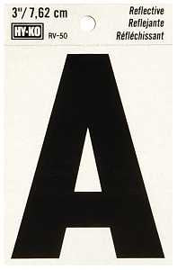LETTER HOUSE A 3IN REFL BLK   