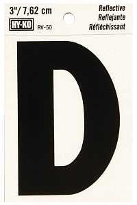 LETTER HOUSE D 3IN REFL BLK   