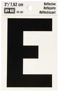LETTER HOUSE E 3IN REFL BLK   