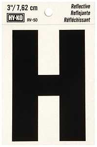 LETTER HOUSE H 3IN REFL BLK   
