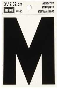 LETTER HOUSE M 3IN REFL BLK   