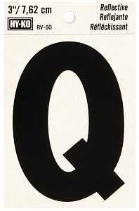 LETTER HOUSE Q 3IN REFL BLK   