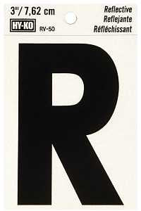 LETTER HOUSE R 3IN REFL BLK   