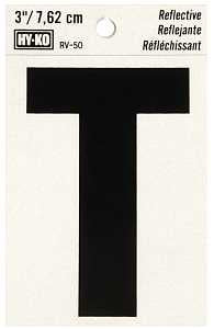 LETTER HOUSE T 3IN REFL BLK   