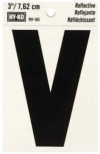LETTER HOUSE V 3IN REFL BLK   