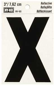 LETTER HOUSE X 3IN REFL BLK   