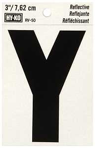 LETTER HOUSE Y 3IN REFL BLK   