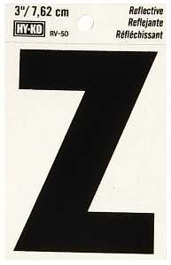 LETTER HOUSE Z 3IN REFL BLK   