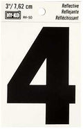 NUMBER HOUSE 4 3IN REFL BLK   