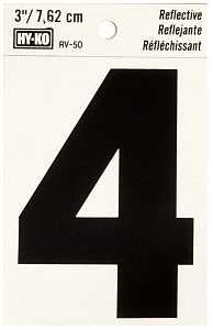 NUMBER HOUSE 4 3IN REFL BLK   