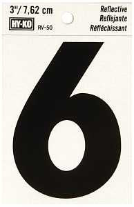 NUMBER HOUSE 6 3IN REFL BLK   