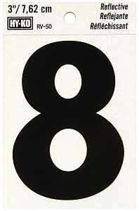 NUMBER HOUSE 8 3IN REFL BLK   