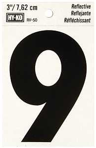 NUMBER HOUSE 9 3IN REFL BLK   