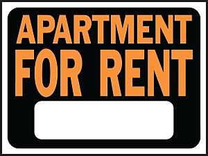 SIGN APARTMENT FOR RENT 9X12IN