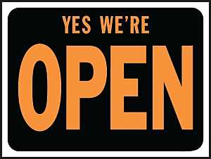 SIGN YES WE ARE OPEN PLASTIC  