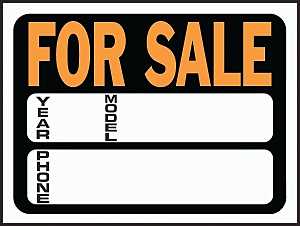 SIGN AUTO FOR SALE 9X12IN PLST