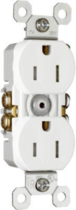 Legrand TradeMaster Series 3232TRWCC14 Duplex Receptacle, Thermoplastic, White, 2-Pole, 15 A, 125 V