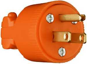 PLUG VINYL ORNG 3W 2P 15A 125V