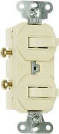 COMBO SWITCH DBL IVORY 1P 15A 