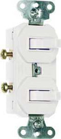 COMBO SWITCH DBL WHITE 1P 15A 