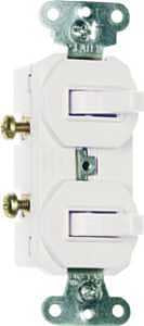 COMBO SWITCH DBL WHITE 1P 15A 