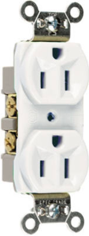 Legrand CRB5262WCC12 Duplex Receptacle, Brass/Nylon/PVC/Steel, White, 2-Pole, 15 A, 125 V, 3-Wire