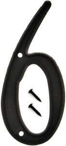NUMBER HOUSE 6 PLASTIC 4IN BLK