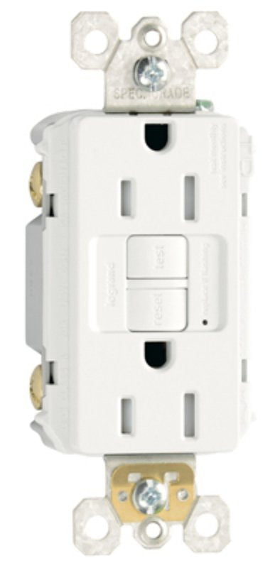 Legrand radiant Series 1597TRWCCD12 GFCI Duplex Receptacle, Nylon, White, 2-Pole, 15 A, 3-Wire, NEMA: 5-15R