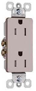 RECEPTCLE DUPLEX TR NICKEL 15A