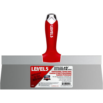 Level5 5-137 Taping Knife, 12 in W Blade, Stainless Steel Blade, Soft Grip Handle