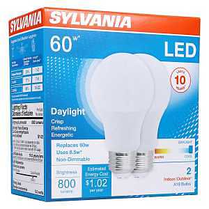 BULB LED 10YR 60W A19 5K 2PK  