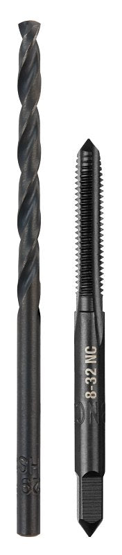 Milwaukee 49-57-5521 Drill and Tap Bit, HCS, Black Oxide, Specifications: #8-32 NC Straight Flute Plug Tap, #29 Drill