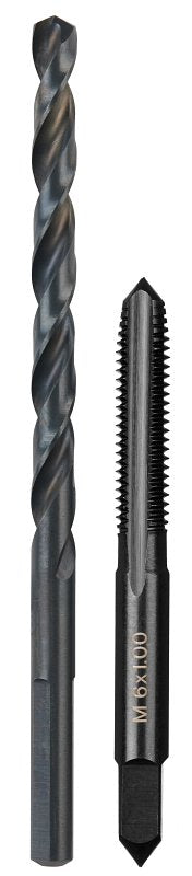 Milwaukee 49-57-5536 Drill and Tap Bit, HCS, Black Oxide, Specifications: M6x1 Straight Flute Plug Tap, #9 Drill