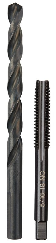 Milwaukee 49-57-5542 Drill and Tap Bit, HCS, Black Oxide, Specifications: 5/16-18 NC Straight Flute Plug Tap, F Drill