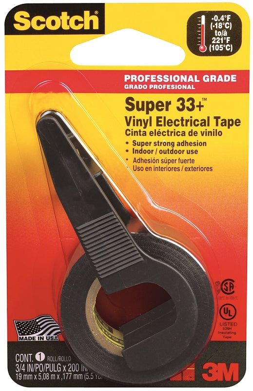 Scotch 195 Electrical Tape, 200 in L, 3/4 in W, PVC Backing, Black