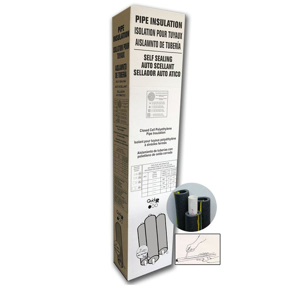 Quick R 30781T Pipe Insulation, 7/8 in ID x 1-5/8 in OD Dia, 6 ft L, Polyethylene, Black