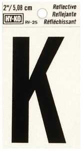 LETTER HOUSE K 2IN REFL BLK   