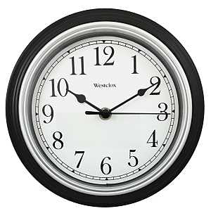 CLOCK WALL RND BLACK 8.5IN    
