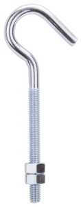 BOLT HOOK W/NUT STL 5IN ZINC  