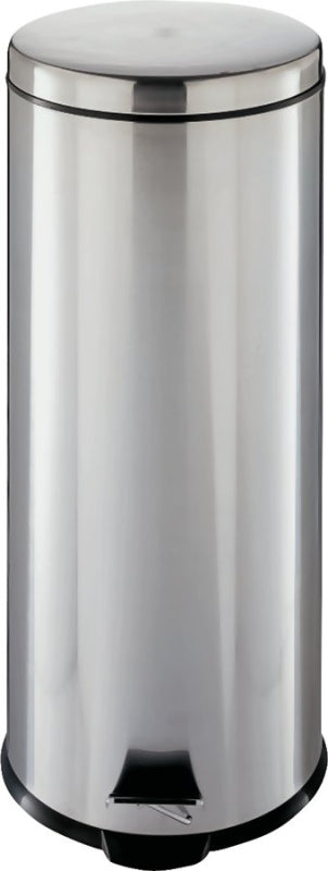 Simple Spaces LYP30F3-3L Trash Can, 7.93 gal Capacity, Plastic/Stainless Steel/Steel, Silver, Flat Lid Closure