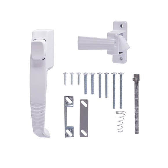ProSource 47015-UW-PS Pushbutton Latch, Zinc, White, 5/8 to 1-1/2 in Thick Door, 5/8 in Backset