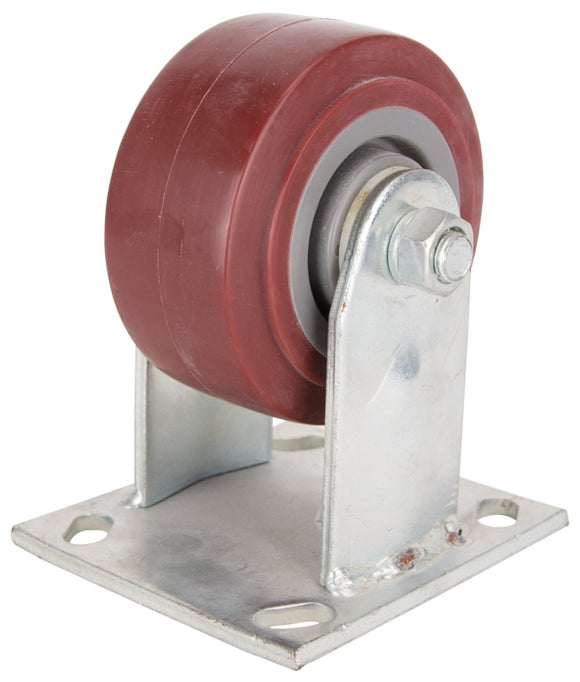 ProSource JC-P01 Rigid Caster, 4 in Dia Wheel, 2 in W Wheel, Polyurethane Wheel, Red, 350 lb, Steel Housing Material