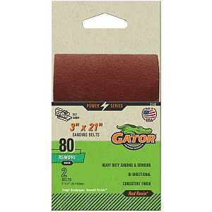 3X21IN 80GRIT ALUM OX BELT 2PK