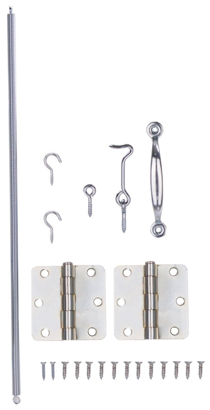 ProSource 41099-U-PS Screen Door Hinge Set, Steel, Sliver, Zinc-Plated, 22 -Piece, For: Wood Screen Doors