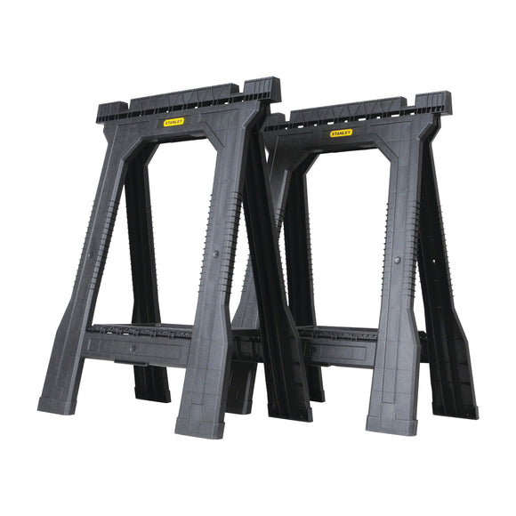 STANLEY STST60952 Folding Sawhorse, 800 lb, 5 in W, 32 in H, 22-1/2 in D, Plastic, Black