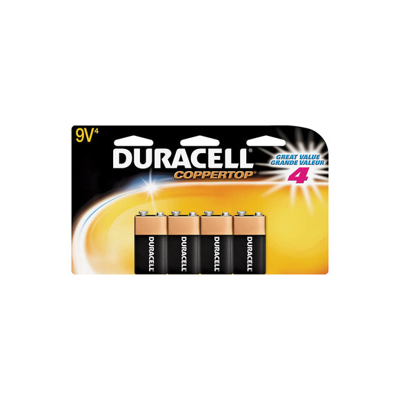 Duracell 41333935645 Battery, 9 V Battery, Alkaline, Manganese Dioxide, 4/PK