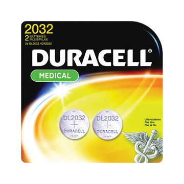 Duracell DL2032B2PK Coin Cell Battery, 3 V Battery, 220 mAh, Lithium, Manganese Dioxide